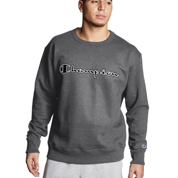 Champion Powerblend Logo Appliqu Fleece Sweatshirt in Gray - Picture 6 of 6